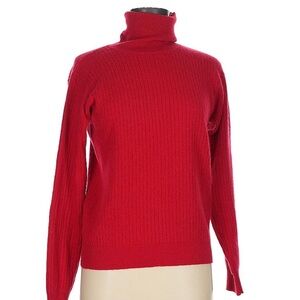 Lord & Taylor 100% Cashmere Red Turtleneck Sweater